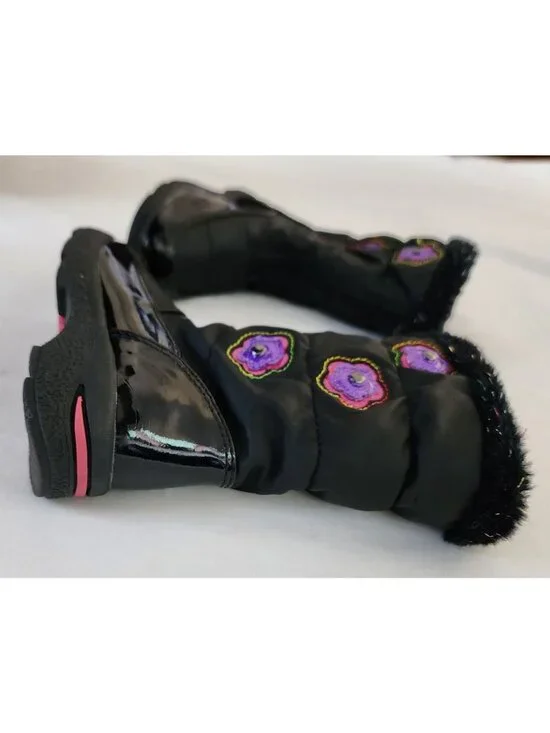 Totes Toddler Girls Floral Design Waterproof Snow Winter Boots Black Size 6M - Picture 8 of 11